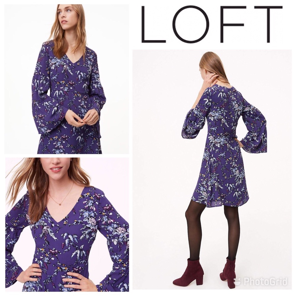 LOFT floral 💐 frosted branch lined dress